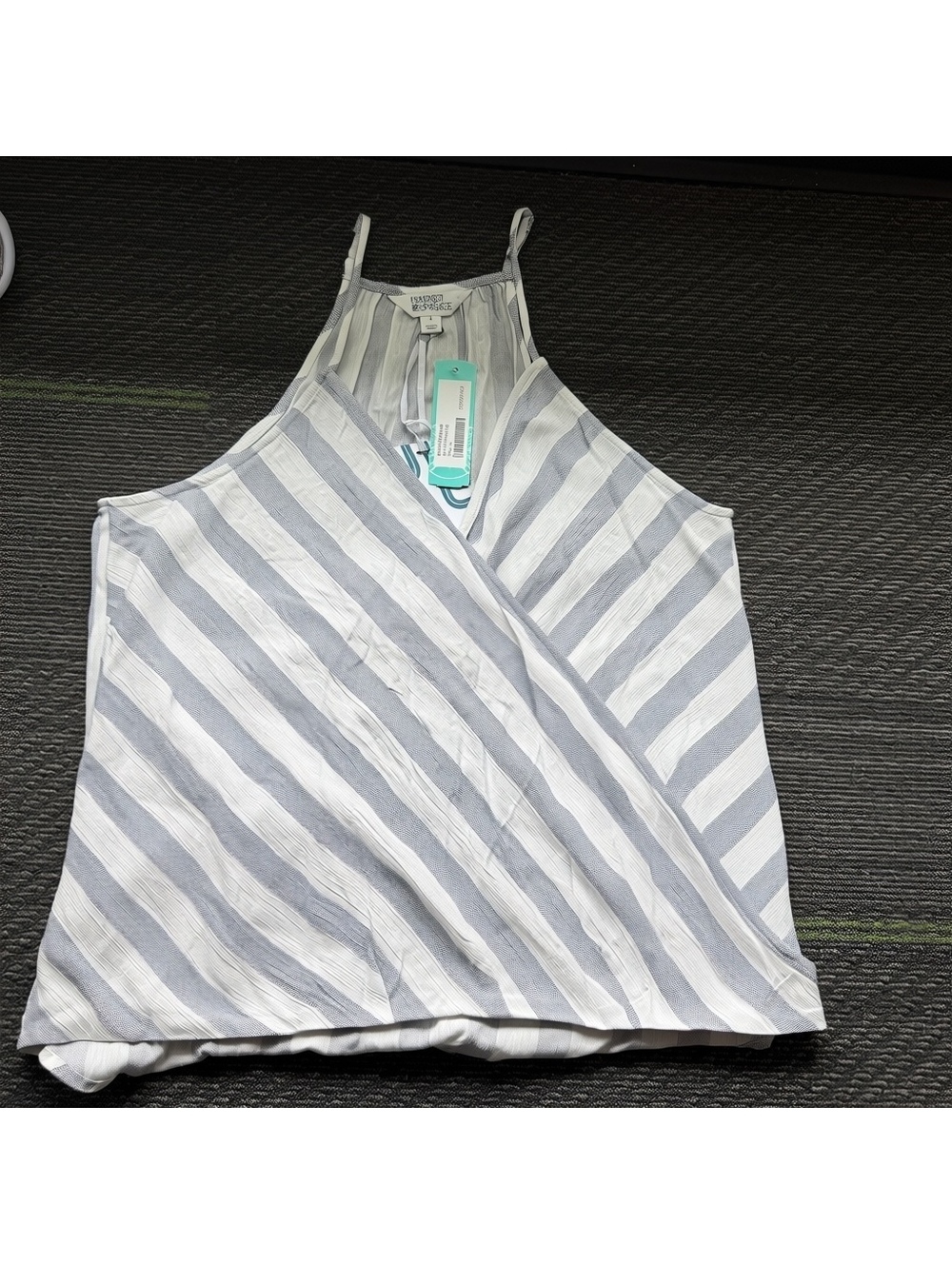 NEW Market & Spruce Women’s Faux Wrap Tank Stripe Size Large Blue/White NWT